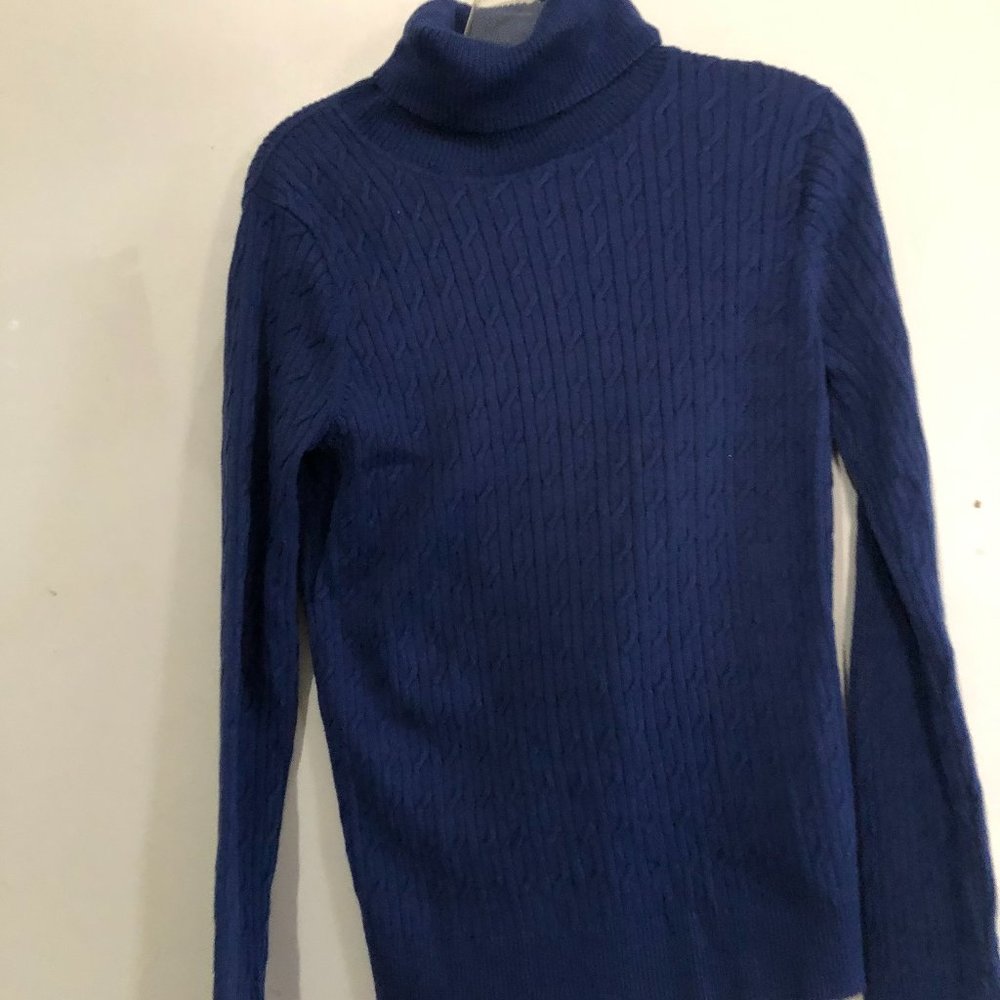 Talbots Pima Cotton Petites Size P Teal Cable Knit